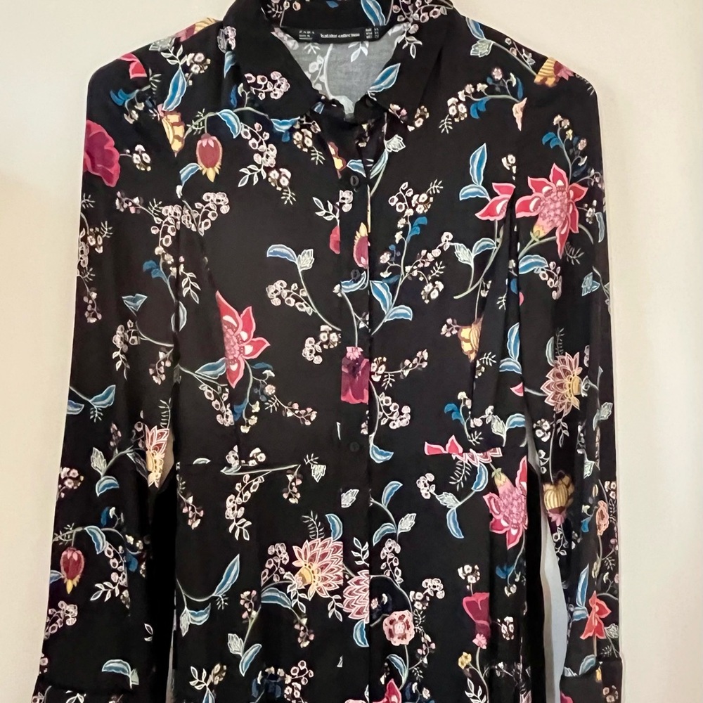NWOT Elegant Zara trafaluc collection Multicolor Floral Long Sleeve Dress in XS - Picture 6 of 15